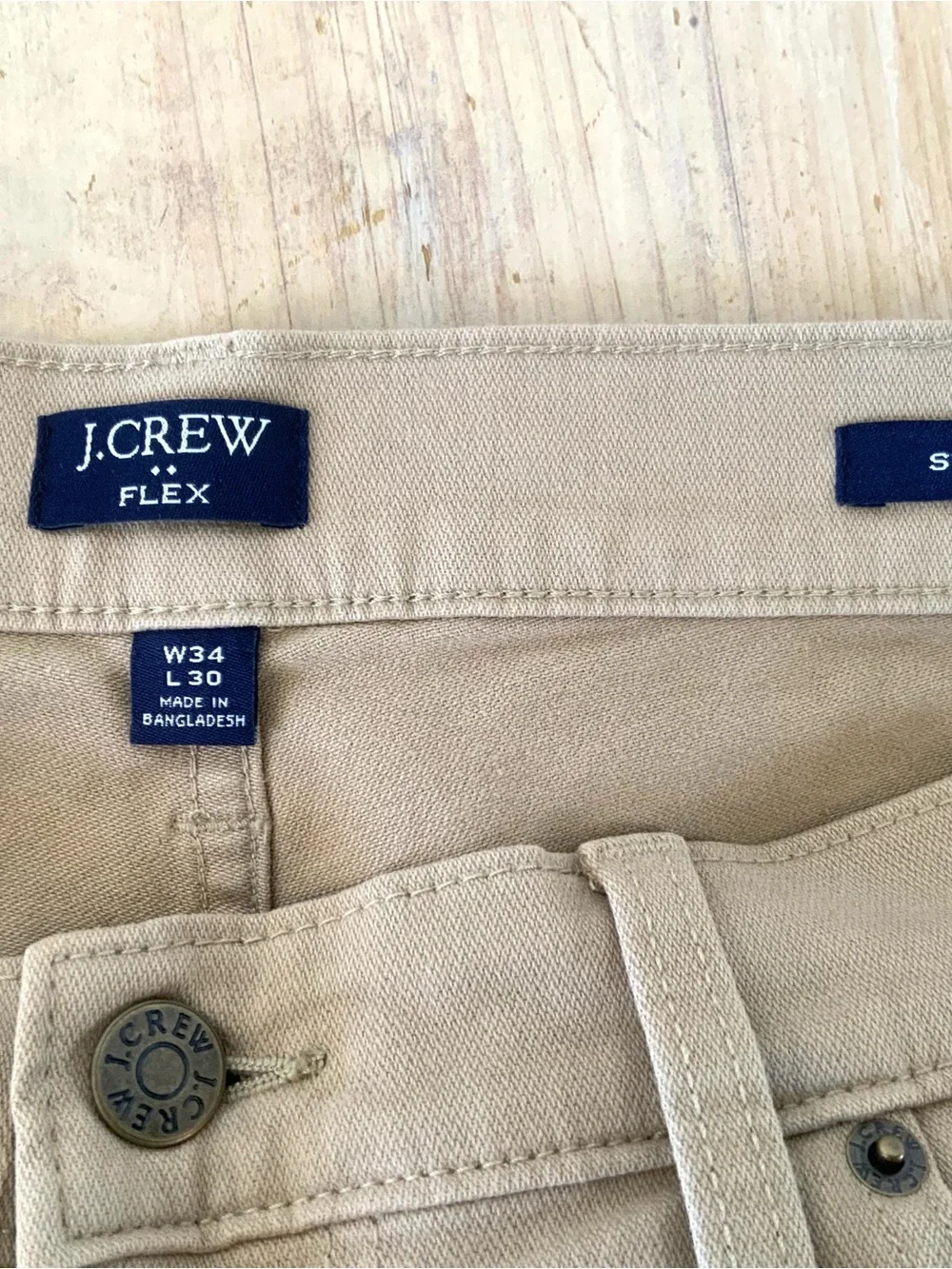 J. Crew Flex Five Pocket Tan Pants, Sz 34/30